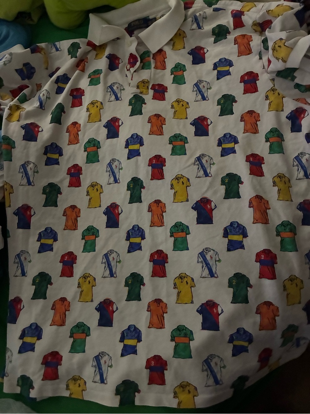 Polo by Ralph Lauren White Polo Shirt with Multicolor Print